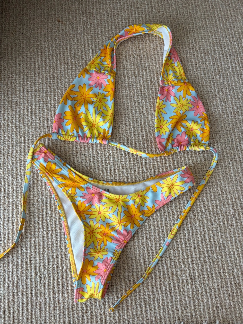 Yellow & Pink Floral Bikini Set With Cover-up Skirt - Strawberry Milk Mob